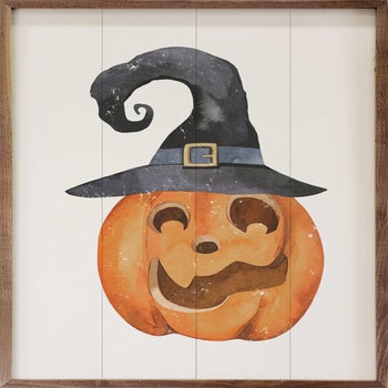 Jack O Lantern With Hat White